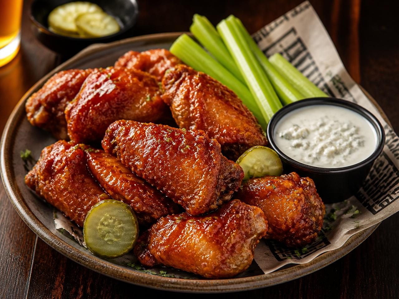 Wings tossed in Nashville BBQ sauce at Duffey's